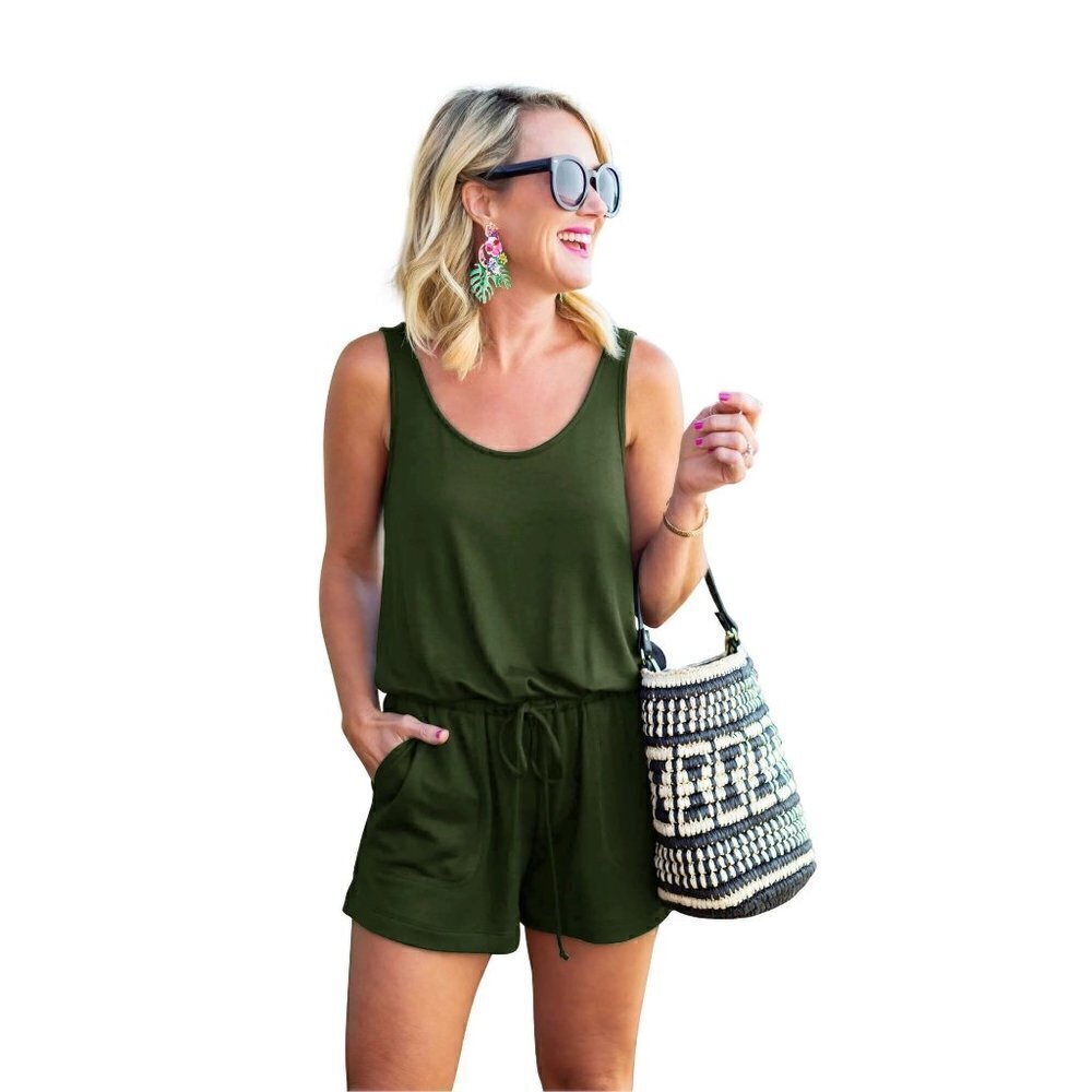 Boutique ReoRia Green Sleeveless Romper M‎
